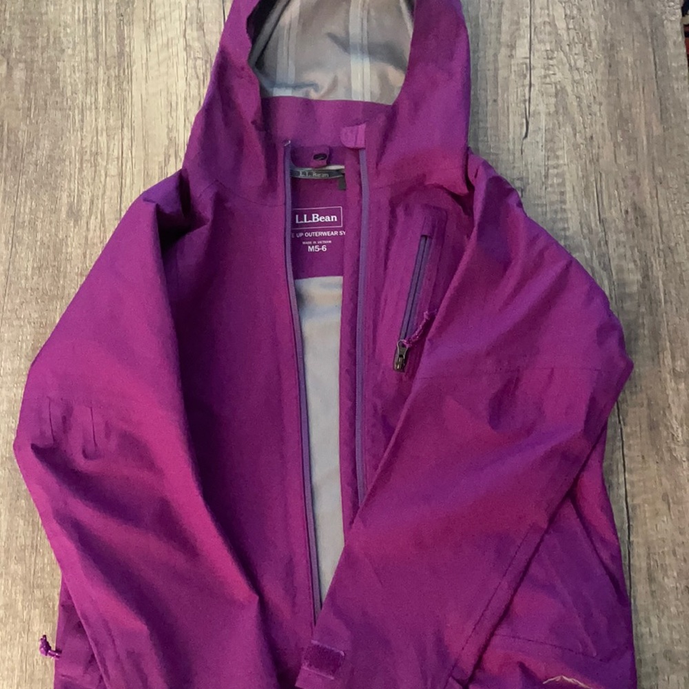 L.L. Bean girls M (5-6) double up outerwear system hooded shell.